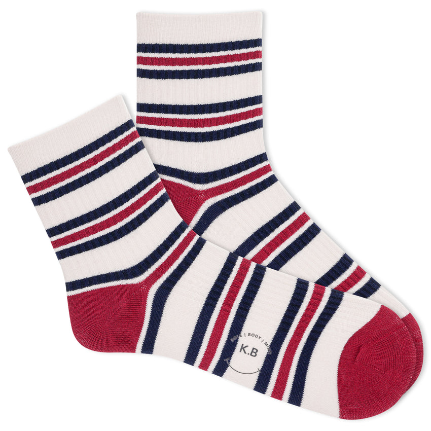 hot sox K.Bell Women's Clyde Stripe Ribbed Ankle Sock Light Oat