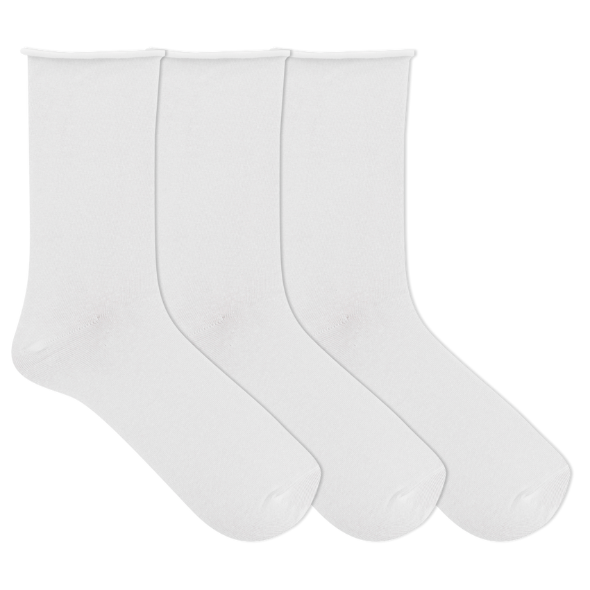 hot sox K.Bell Women's Relaxed Roll Top Crew Socks 3 Pack White