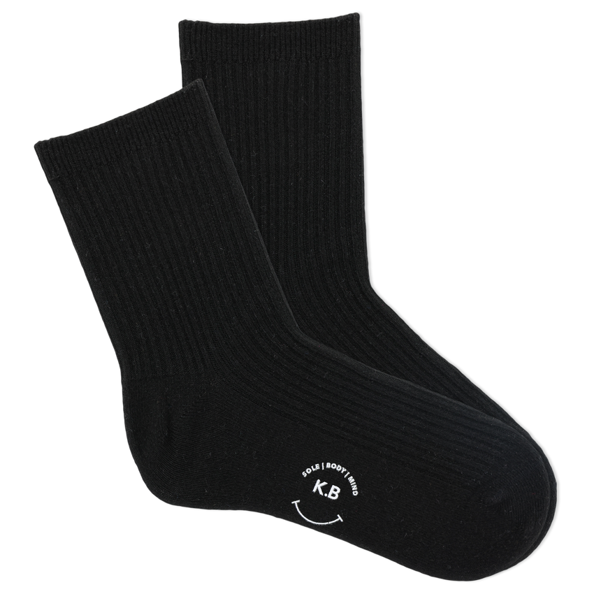 hot sox K.Bell Women's Ribbed Short Crew Socks BLACK