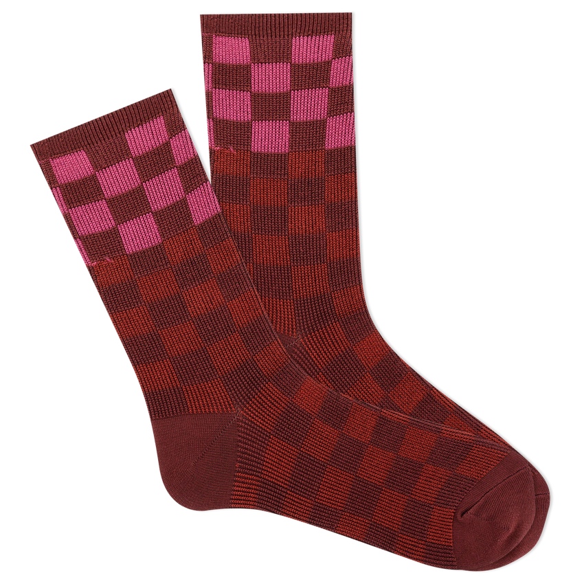 hot sox K.Bell Women's Soft & Dreamy™ Checker Pattern Crew Socks Wine