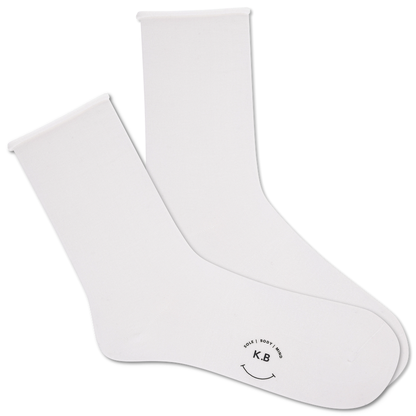 hot sox K.Bell Women's Solid Modal Roll Top Crew Socks White