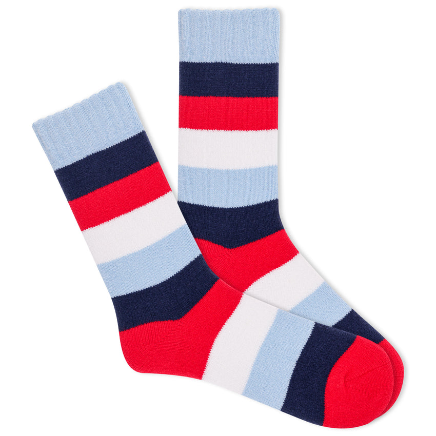 hot sox K.Bell Women's Stripe Boot Crew Socks Sky Blue