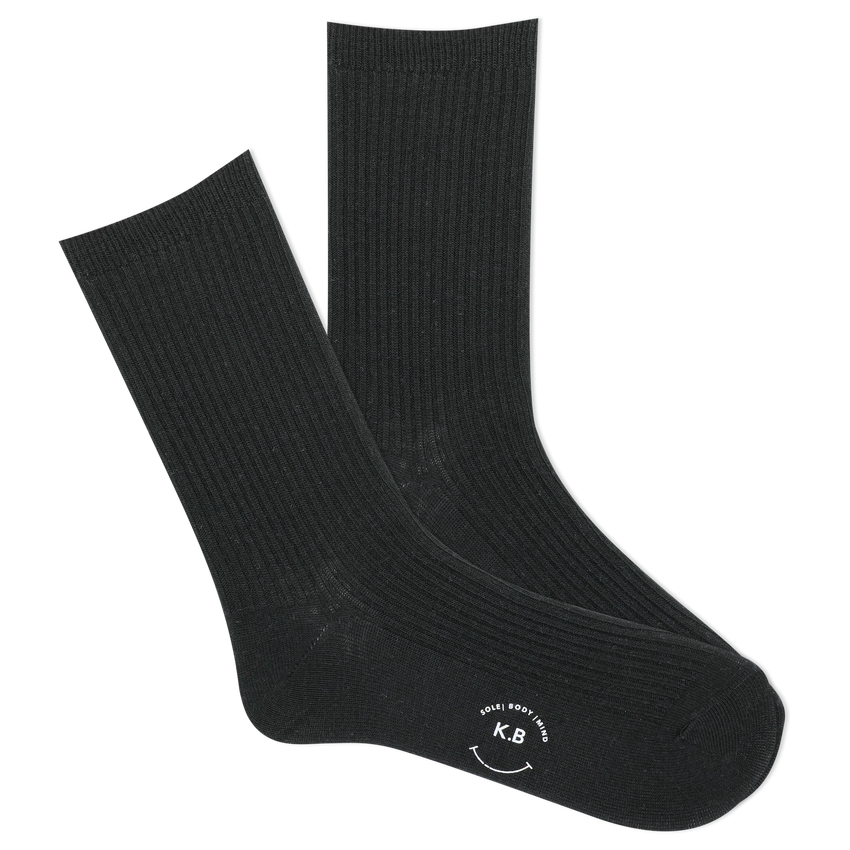 hot sox K.Bell Womens Wool Blend Ribbed Crew Socks 2 Pair Pack Black