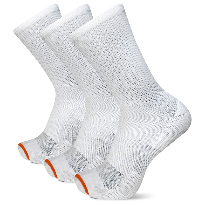 hot sox Merrell Cushioned Cotton Crew Sock - Breathable Comfort 3 Pair Pack White