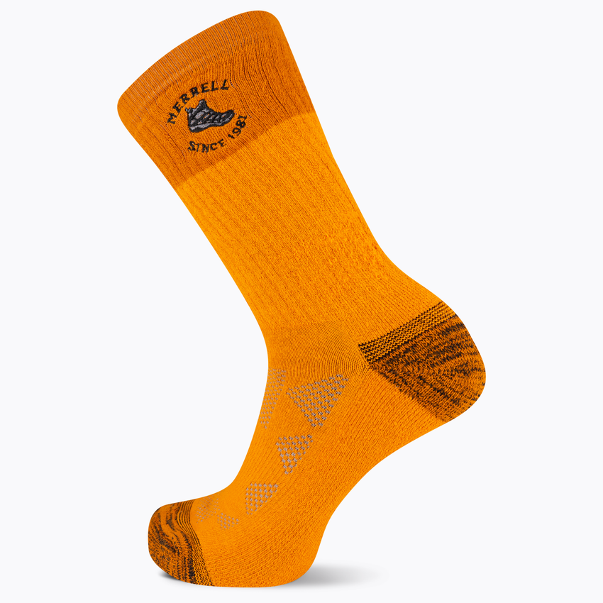 hot sox Merrell Moab Hiking Midweight Cushion Crew Sock - Coolmax Moisture Wicking and Blister Protection Orange
