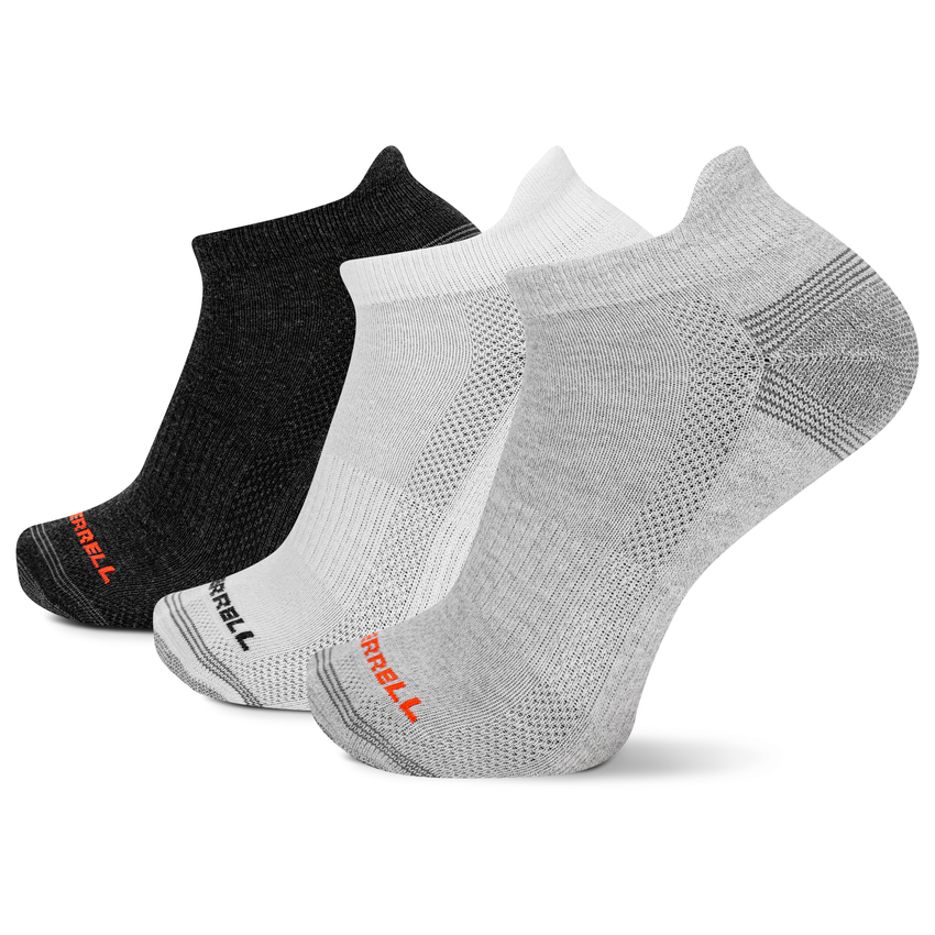hot sox Merrell Repreve Cushioned Hiker Low Cut Tab Socks 3 Pair GREY ASSORTED