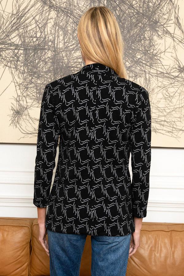 Hot Squash 3/4 Sleeve Stretch Blazer Black Pencil Line