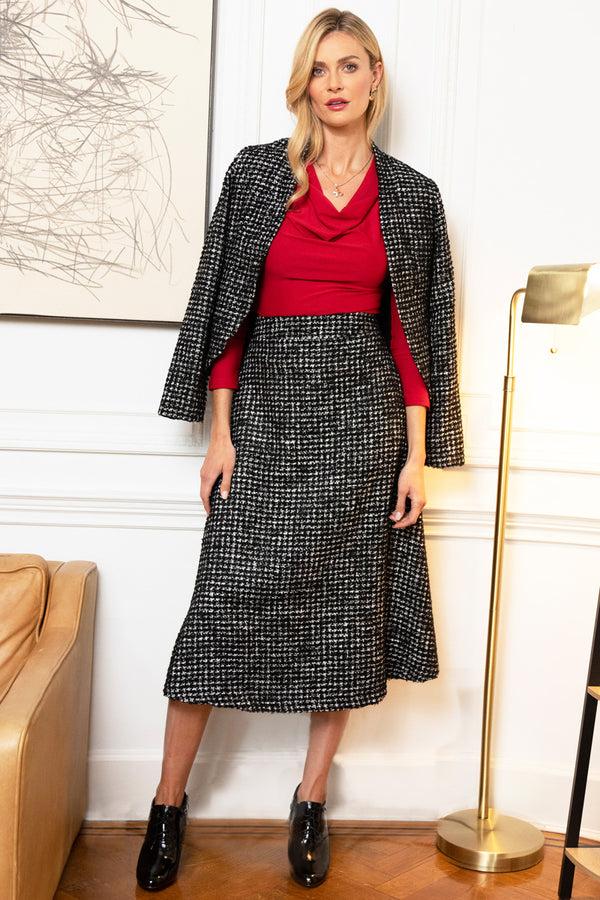 Hot Squash A-Line Midi Skirt With Pockets Black / Silver