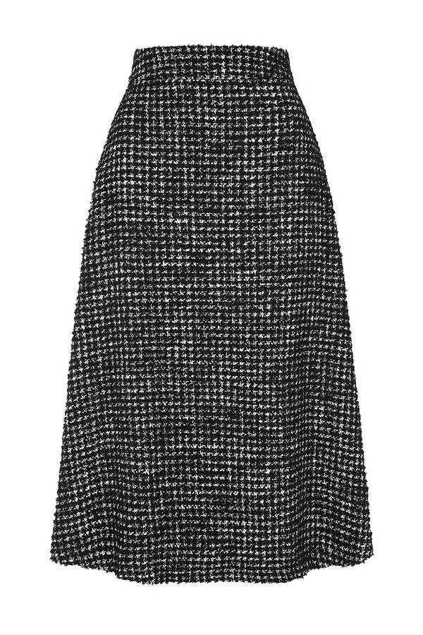 Hot Squash A-Line Midi Skirt With Pockets Black / Silver
