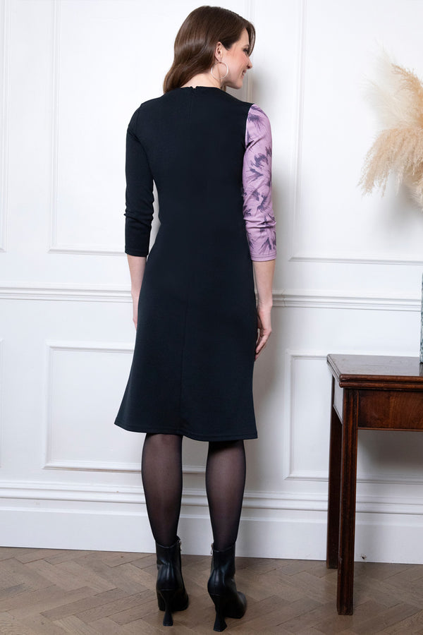 Hot Squash Asymmetric Keyhole Dress Lavender Phoenix / Black
