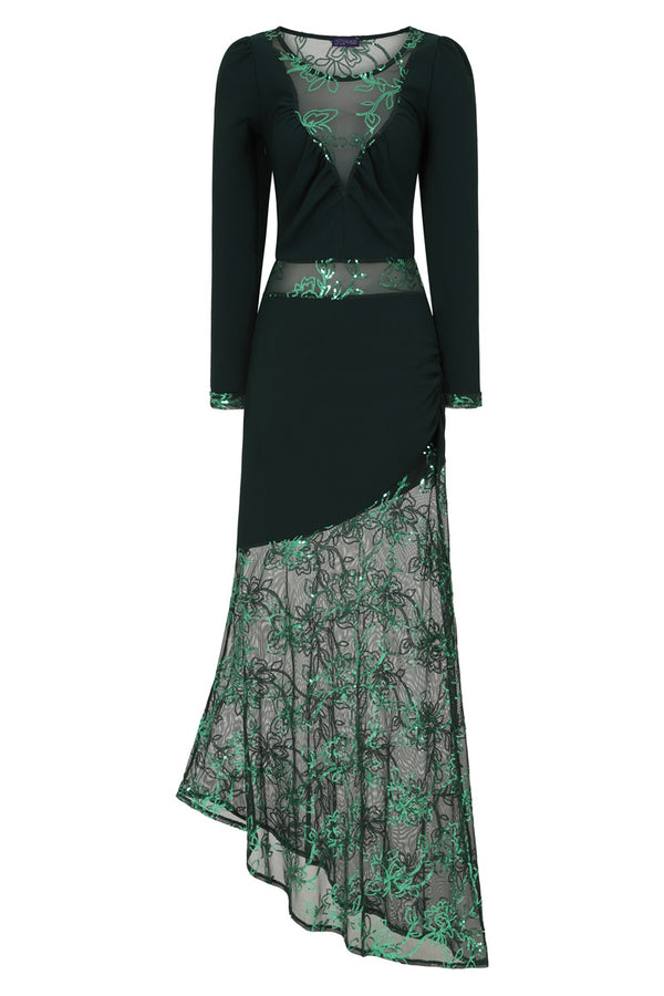 Hot Squash Asymmetric Mermaid Fit Gown Bottle Green