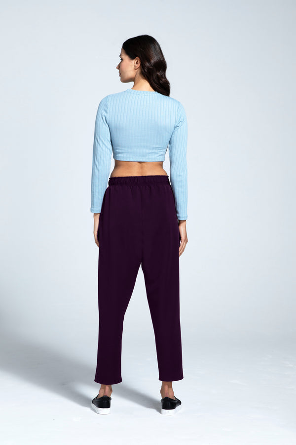 Hot Squash Balloon Trouser With Elasticated Waistband Damson