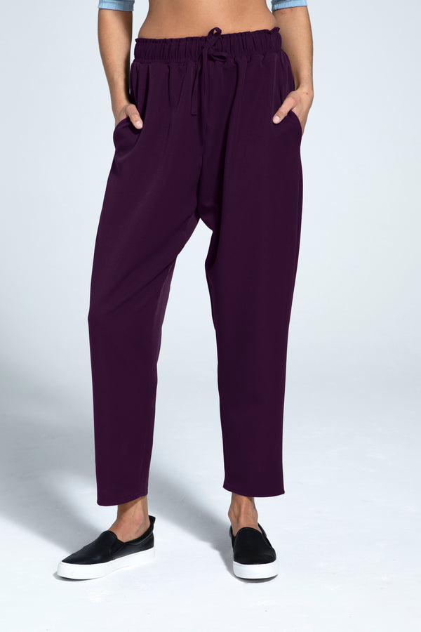 hot squash Balloon Trouser with Elasticated Waistband Damson