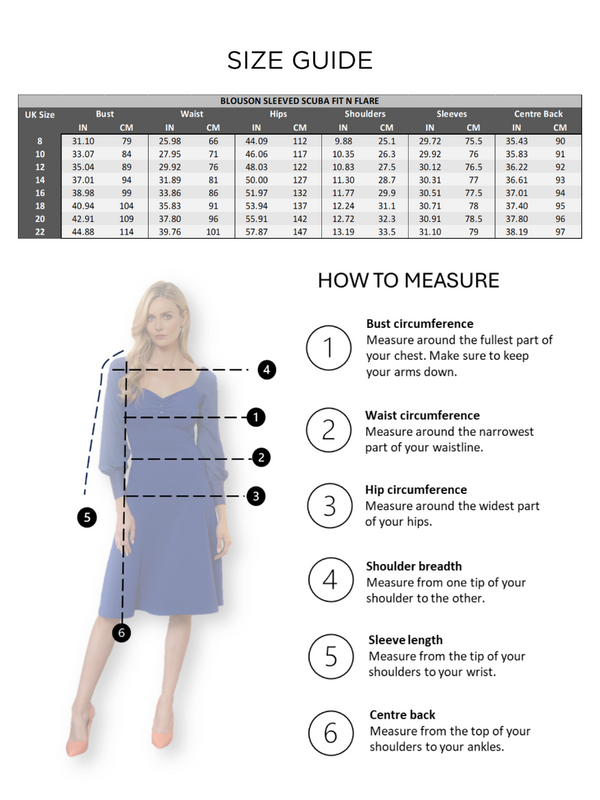 Hot Squash Blouson Sleeved Scuba Fit N Flare Dress Black