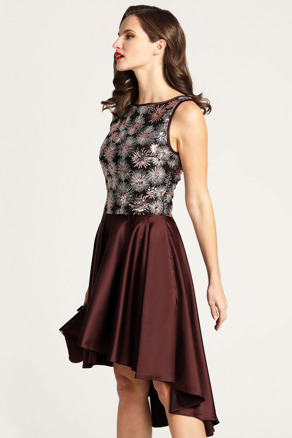 Hot Squash Boat Neck Midi Dress With High Low Skirt