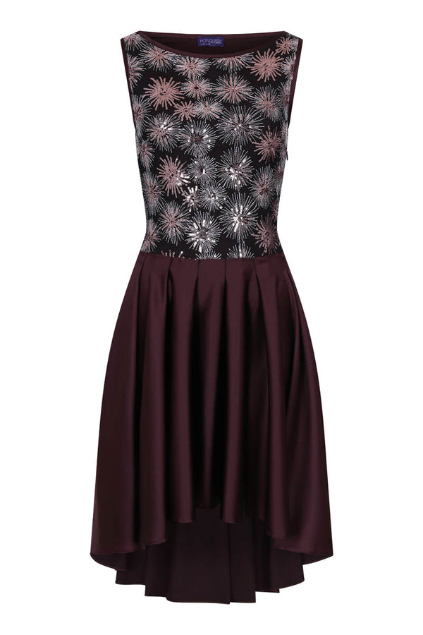 Hot Squash Boat Neck Midi Dress With High Low Skirt