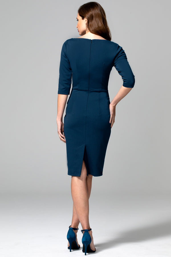 Hot Squash Chelsea Dress With Buttons Teal And Navy