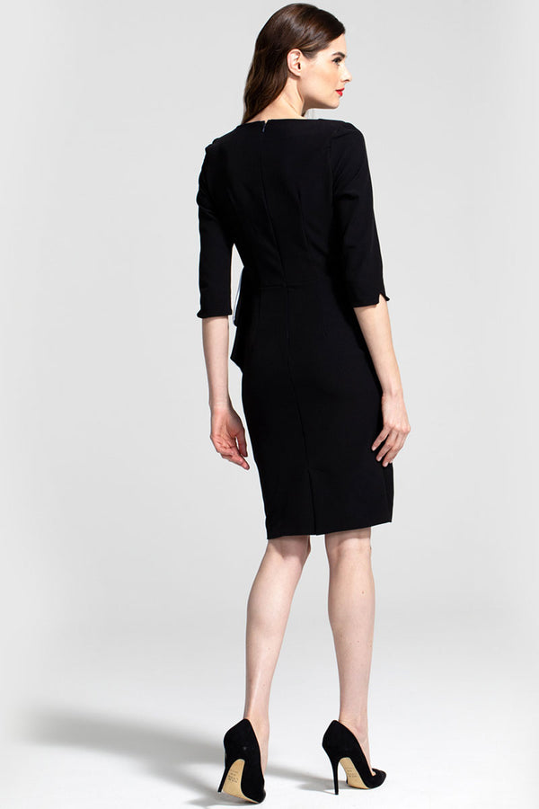 Hot Squash Contrast Side Frill Dress Black And Grey