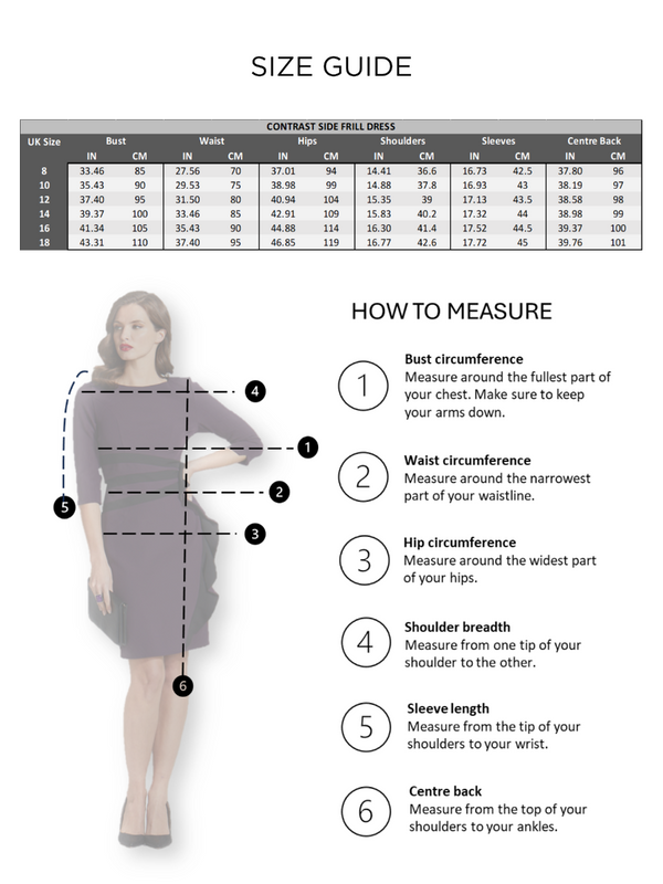 Hot Squash Contrast Side Frill Dress Damson And Black