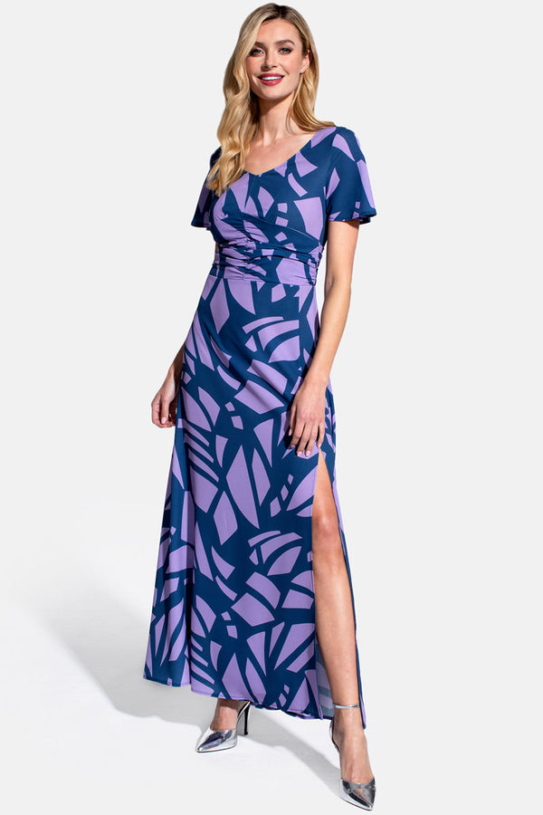 hot squash Crepe Maxi Dress Matisse Print Navy/Lilac