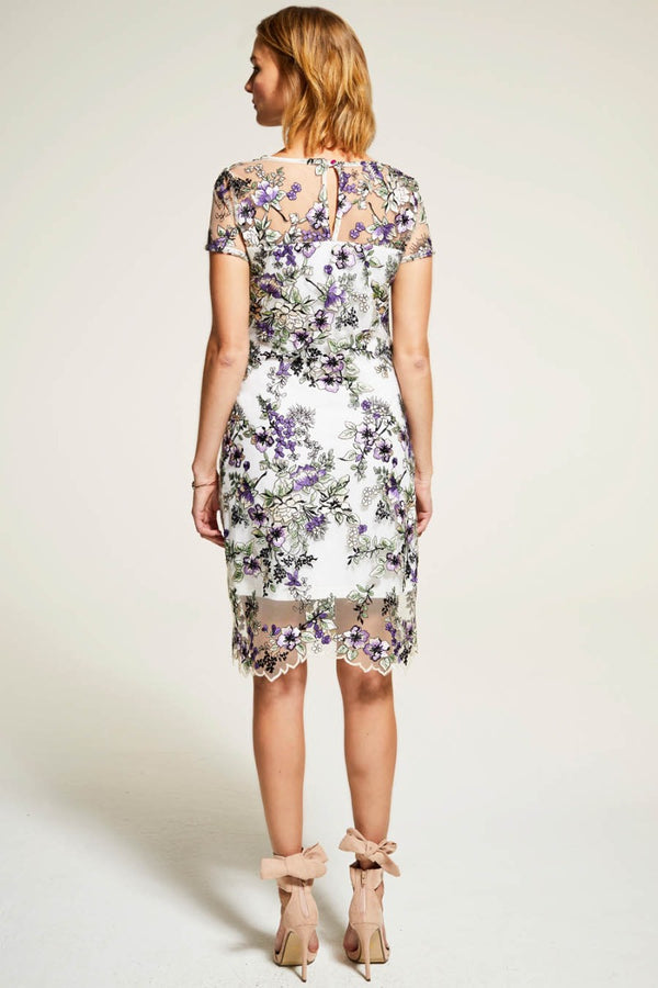 Hot Squash Embroidered Cap Sleeve Party Dress Cream