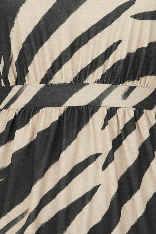 Hot Squash Empire Line Knee Length Dress With Capped Sleeves Animal Stripes