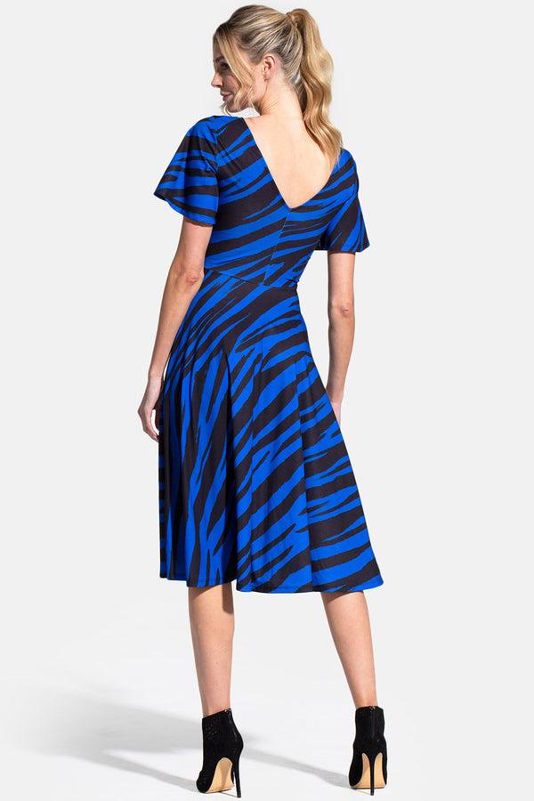 Hot Squash Fit And Flare Midi Dress Animal Stripe Black/Blue