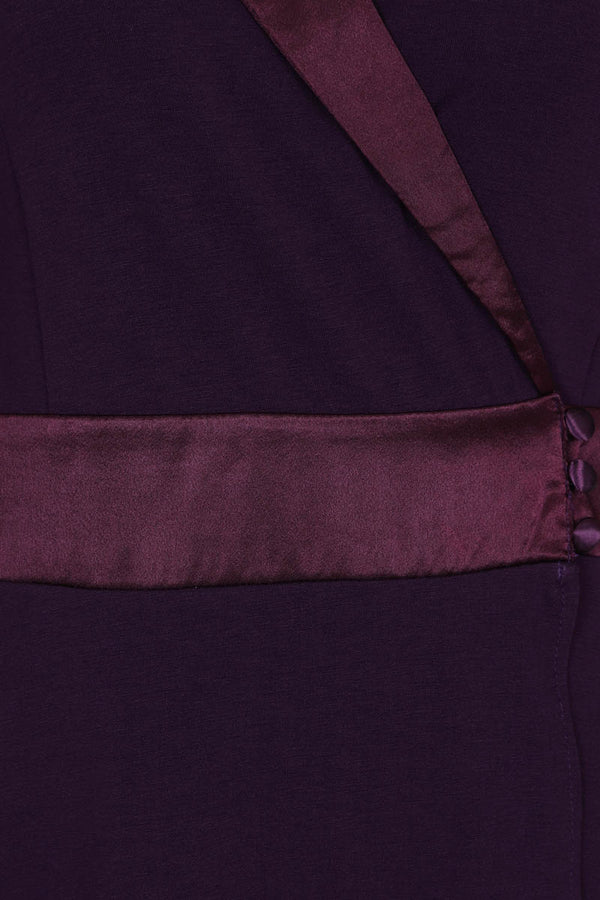 Hot Squash Fit & Flare Wrap Dress With Silky Trim Damson