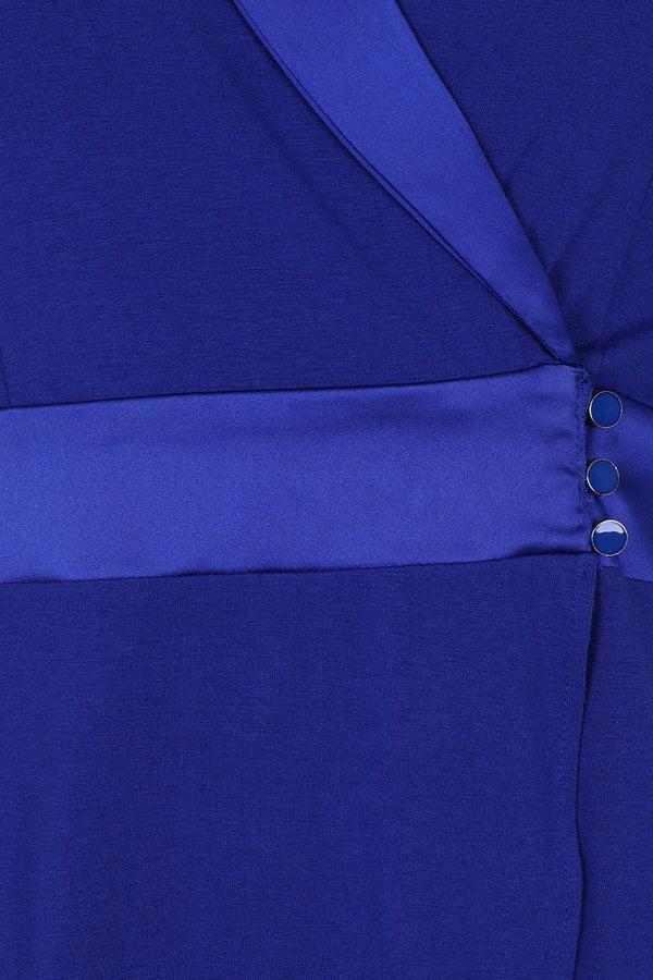 Hot Squash Fit & Flare Wrap Dress With Silky Trim Royal Blue