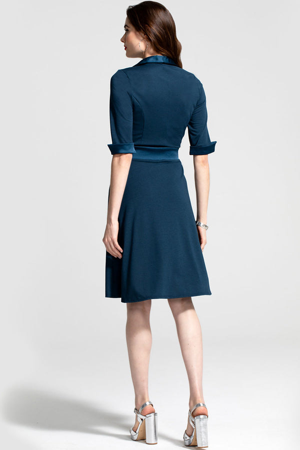 Hot Squash Fit & Flare Wrap Dress With Silky Trim Woodland Teal