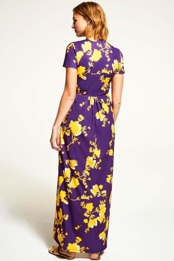 Hot Squash Floral Short Sleeved Empire Line Maxi Dress