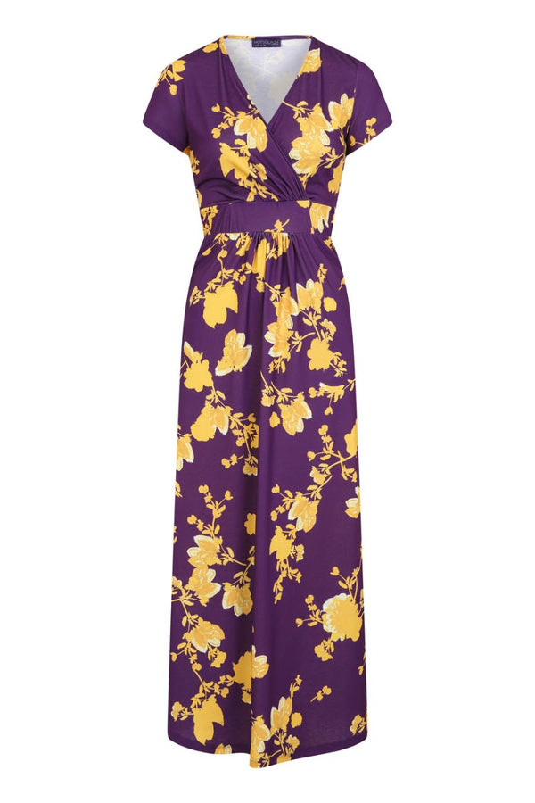 Hot Squash Floral Short Sleeved Empire Line Maxi Dress