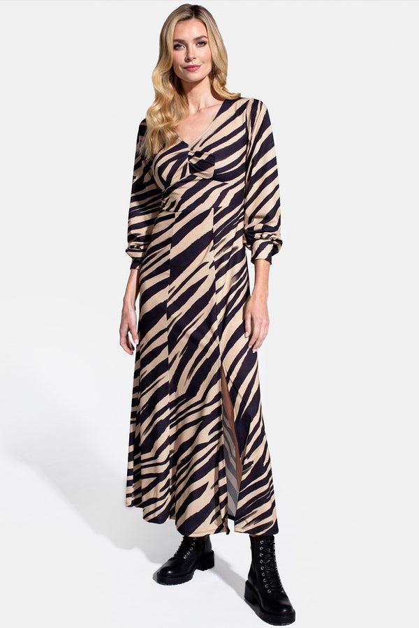 Hot Squash Gemma Dress With Long Sleeves Animal Stripes