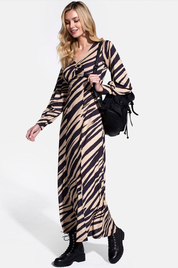 Hot Squash Gemma Dress With Long Sleeves Animal Stripes