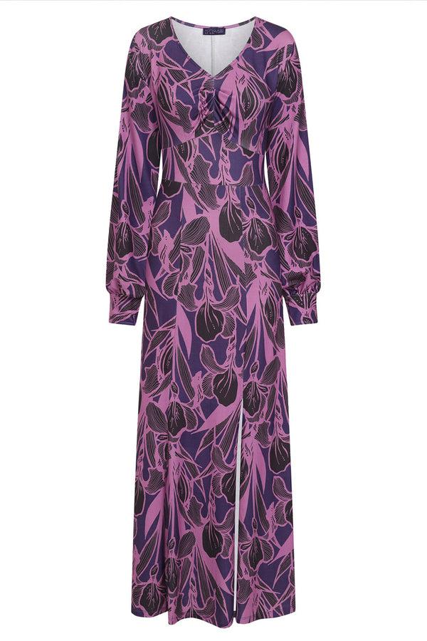 Hot Squash Gemma Dress With Long Sleeves Damson Floral