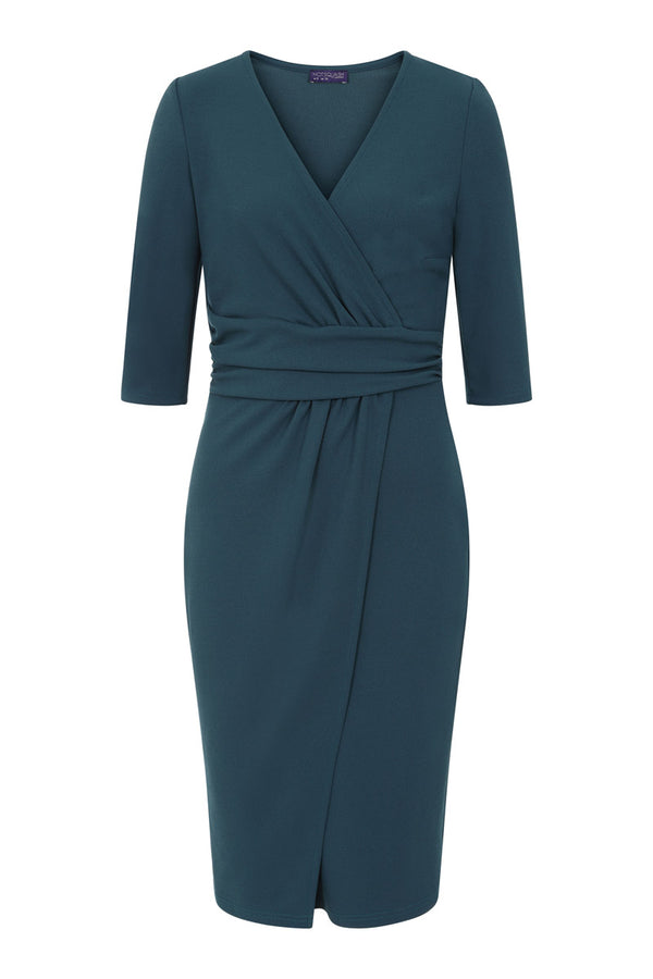Hot Squash Ascot Mock-Wrap Dress Woodland Teal
