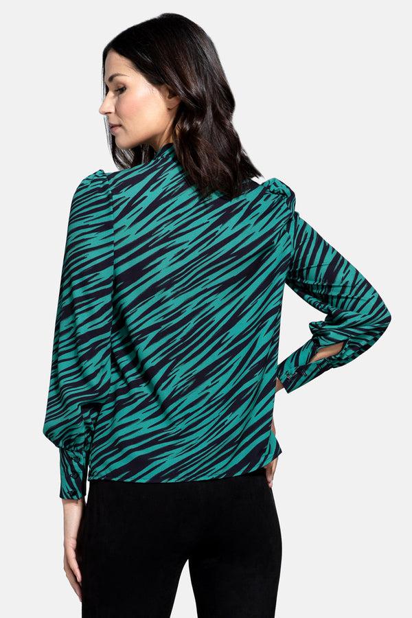 Hot Squash Balloon-Sleeved Top Lawn Zebra