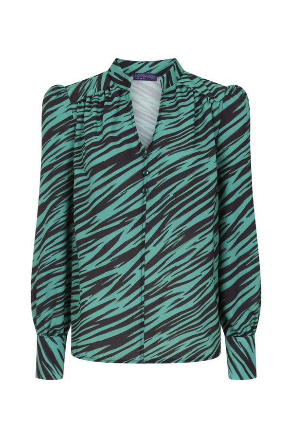 Hot Squash Balloon-Sleeved Top Lawn Zebra