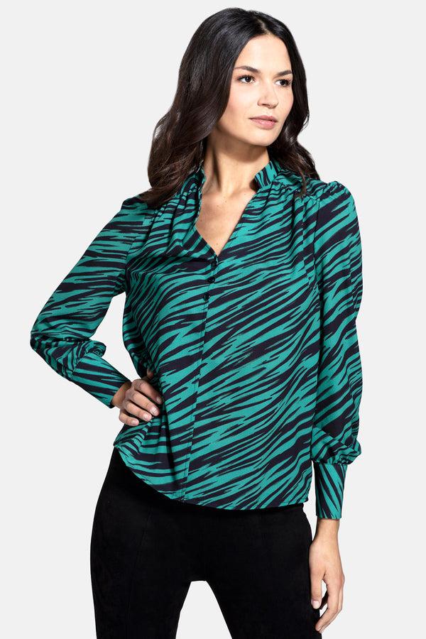 hot squash Balloon-Sleeved Top Lawn Zebra