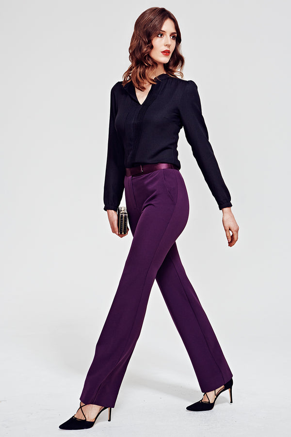 Hot Squash Belgravia Bootleg Trouser Damson