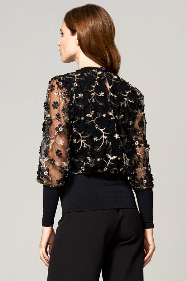 Hot Squash Blouson Sleeved Embroidered Top