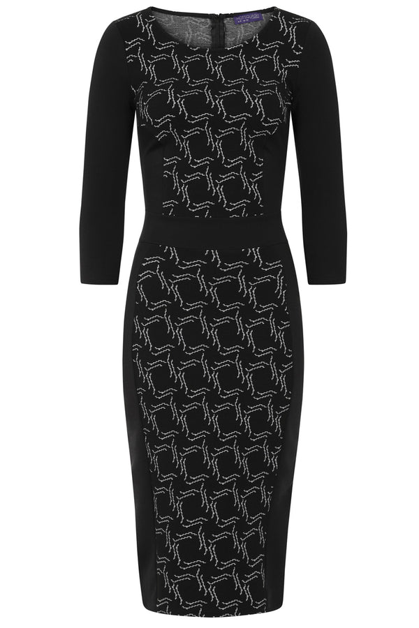 Hot Squash Bodycon Ponte Dress Black Pencil Line