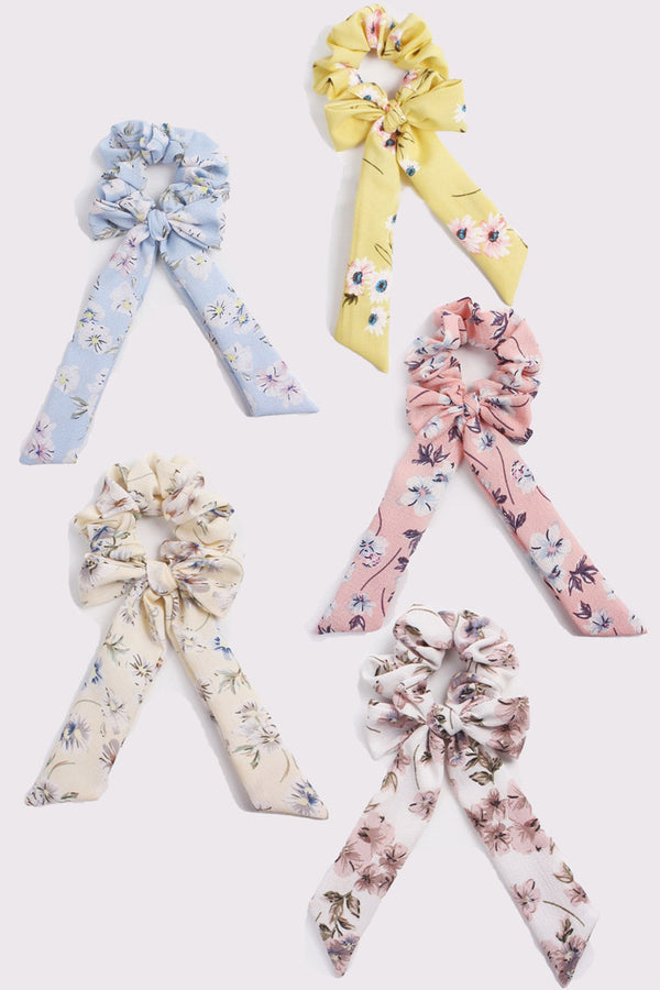hot squash Bow Scrunchies 3 Pack Floral Pastel