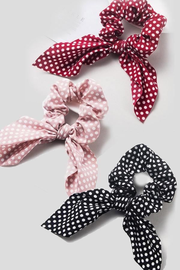 hot squash Bow Scrunchies 3 Pack Polka Dots