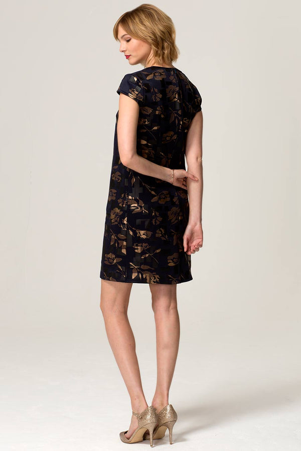 Hot Squash Capped Sleeve Floral Shift Dress