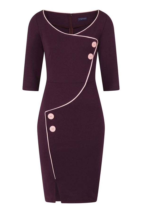 hot squash Chelsea Dress with Buttons Damson