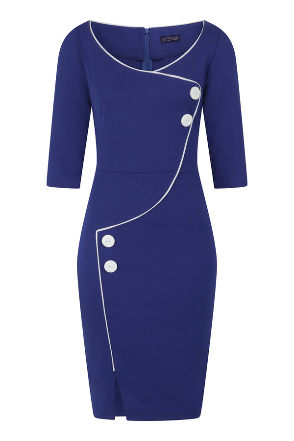 Hot Squash Chelsea Dress With Buttons Royal Blue