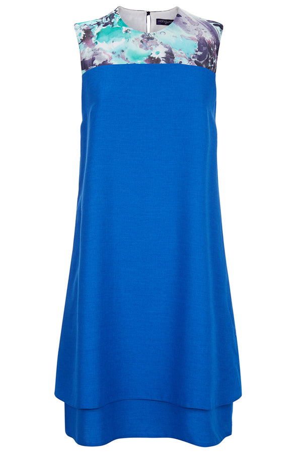 Hot Squash Chiffon Double Layered Dress Cobalt