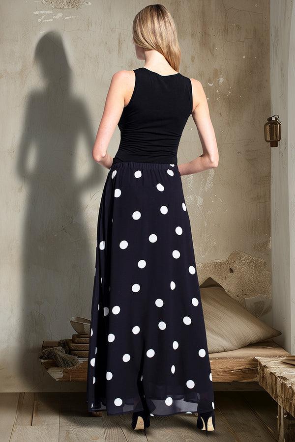 Hot Squash Chiffon Maxi Skirt White Dots