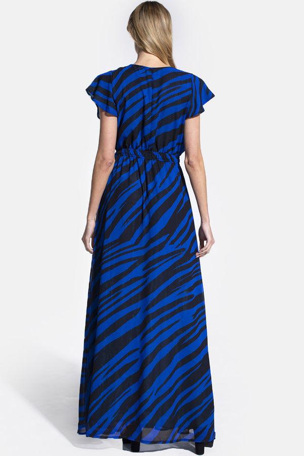 Hot Squash Chiffon Mock-Wrap Maxi Dress